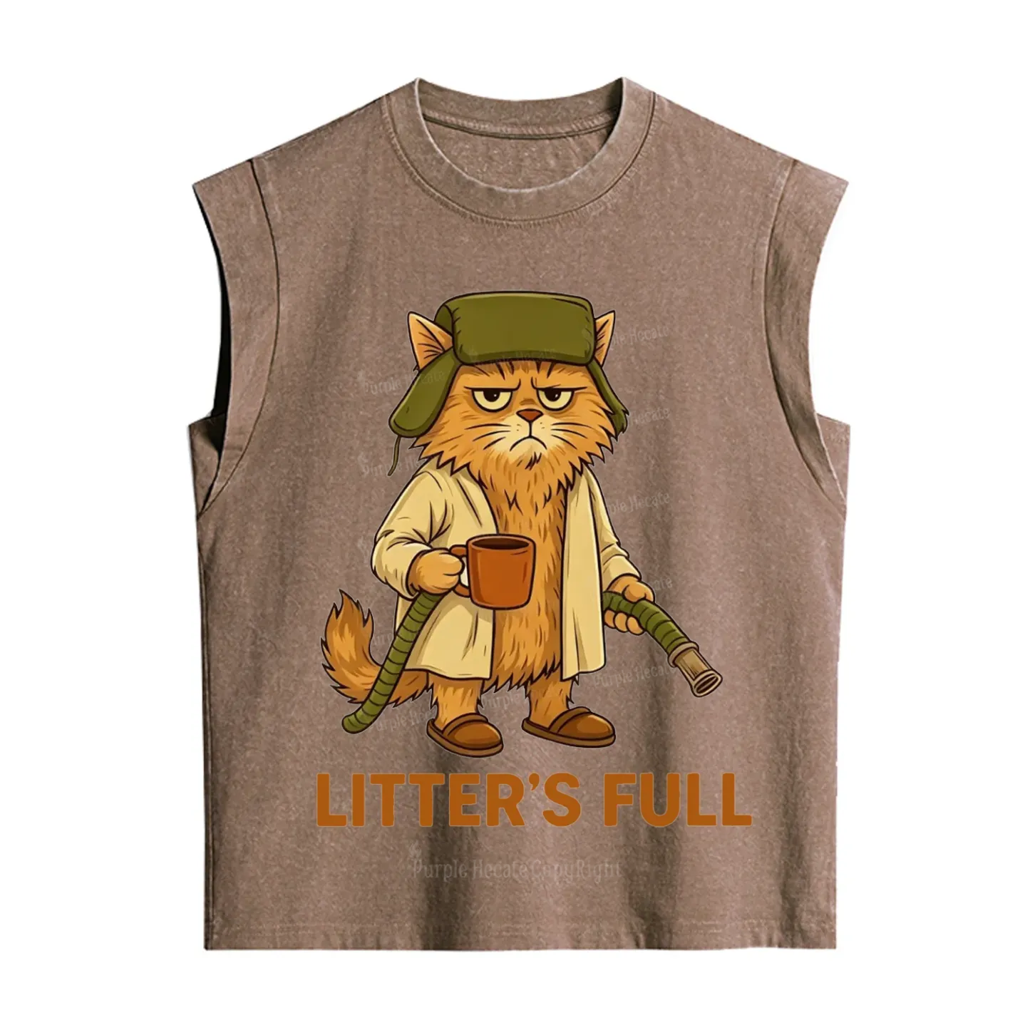 Purplehecate Litter's Full Funny Cat Vintage Washed Tank
