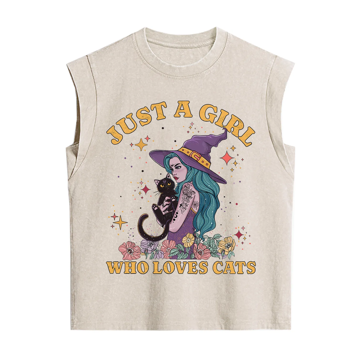 Purplehecate Just A Girl Who Loves Cats Vintage Washed Tank