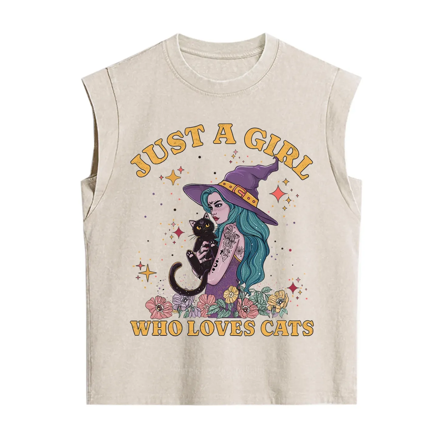 Purplehecate Just A Girl Who Loves Cats Vintage Washed Tank