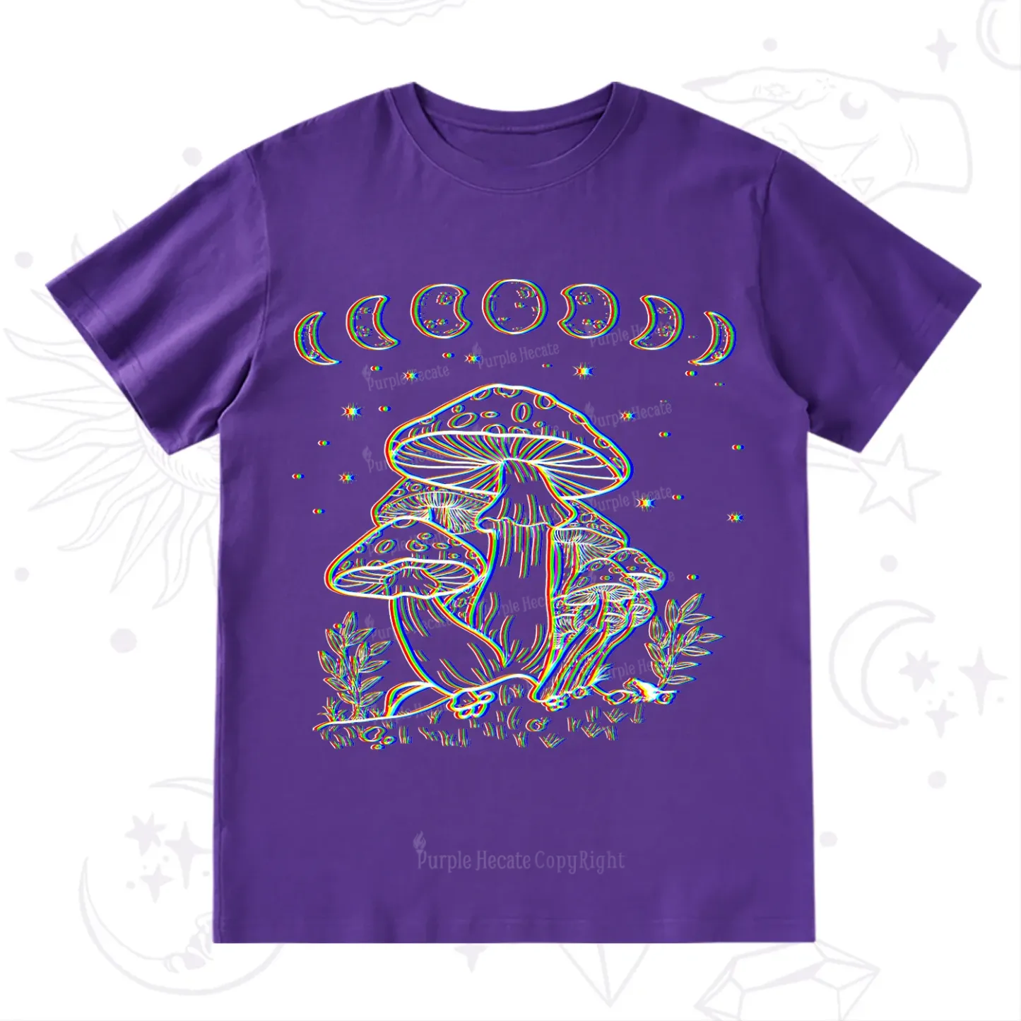 Purplehecate Mushroom and Moon T-Shirt