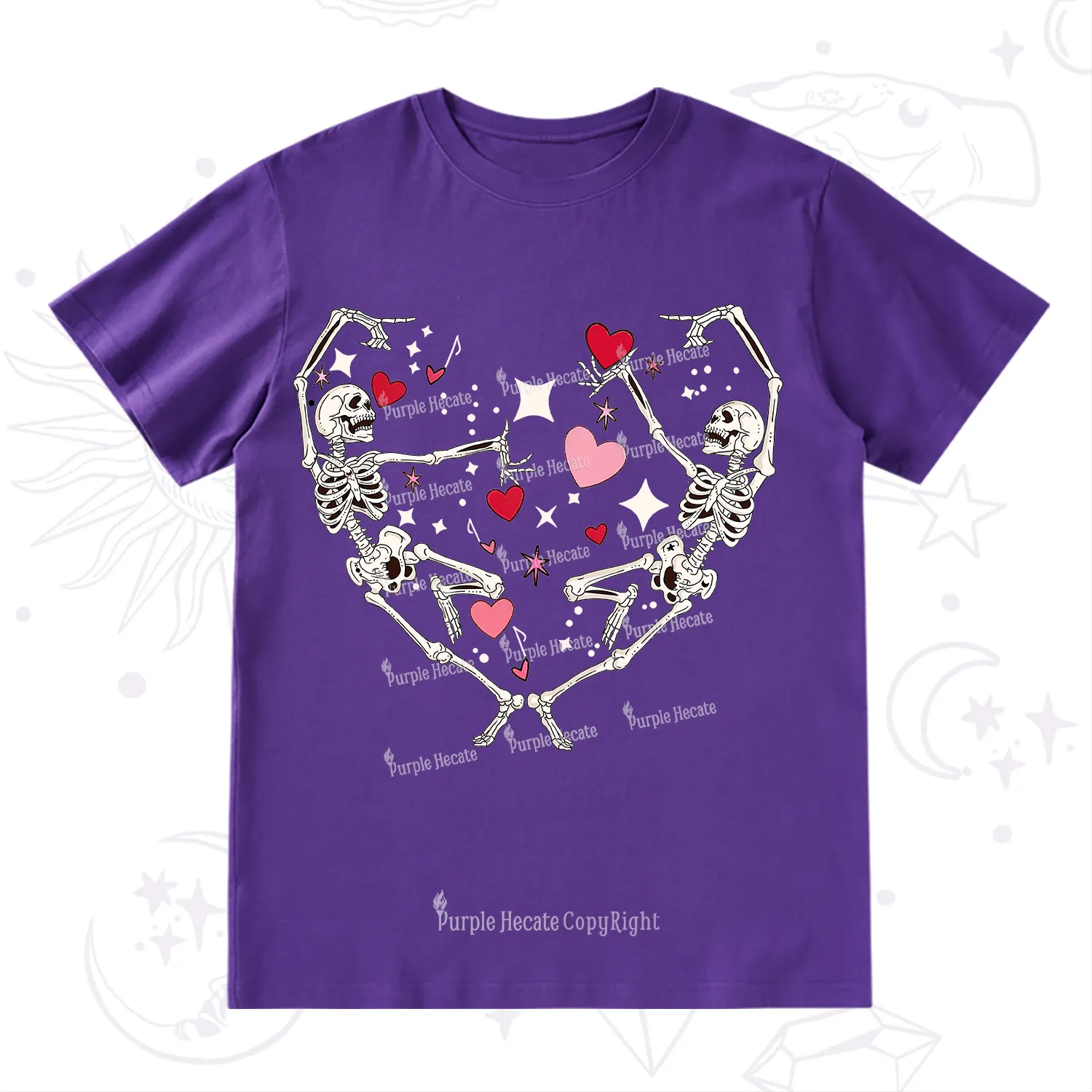Purplehecate Skeleton Heart Lovers Valentine T-Shirt