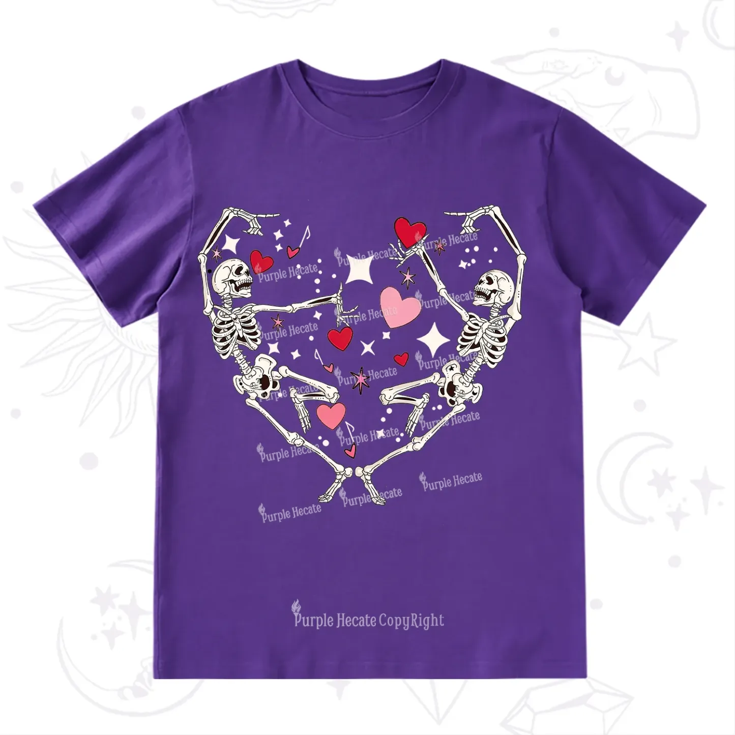Purplehecate Skeleton Heart Lovers Valentine T-Shirt