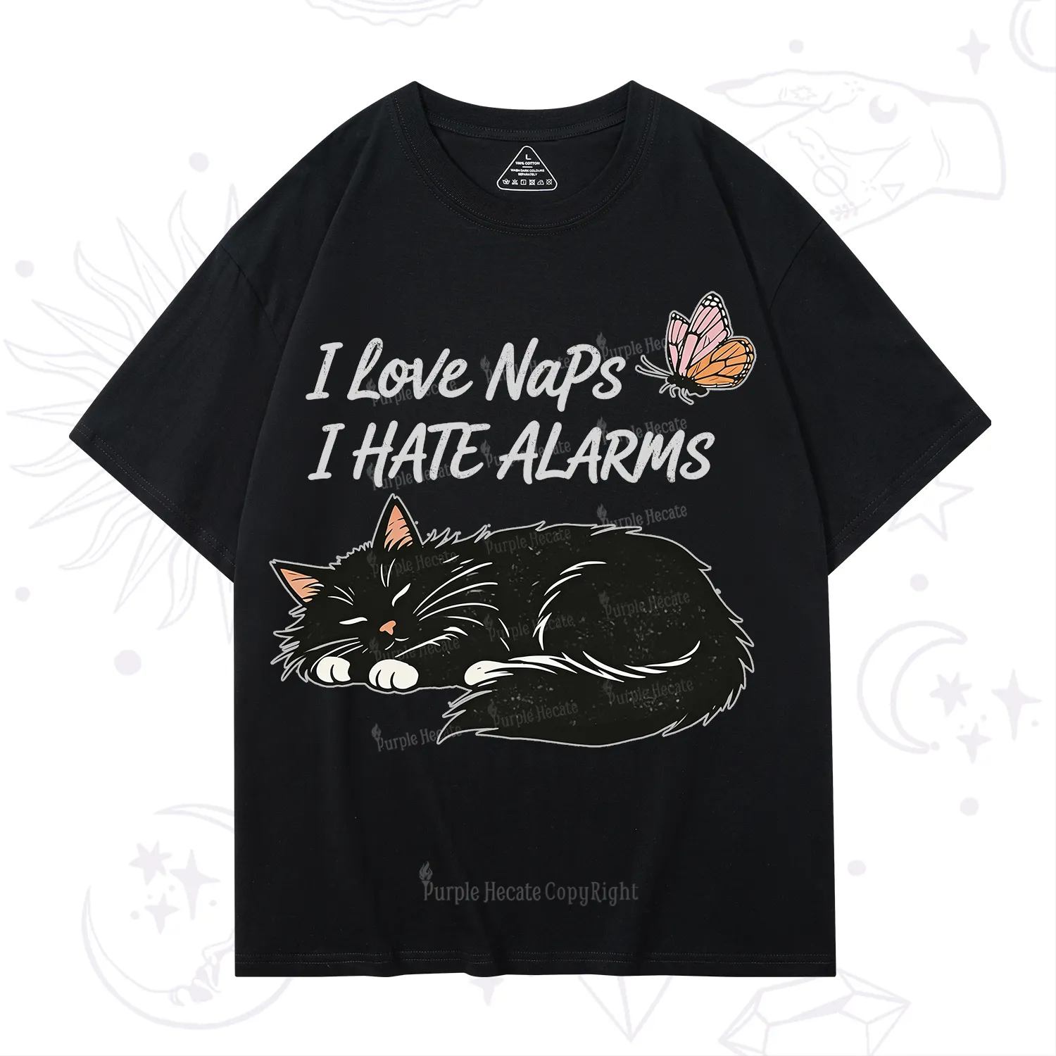 Purplehecate I Love Naps I Hate Alarms T-Shirt