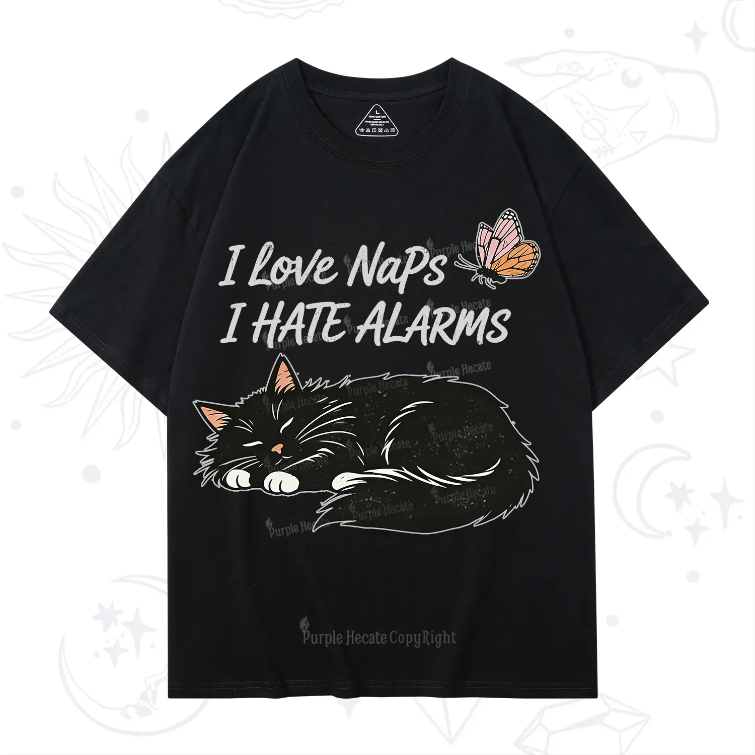 Purplehecate I Love Naps I Hate Alarms T-Shirt