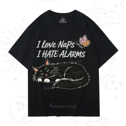 Purplehecate I Love Naps I Hate Alarms T-Shirt