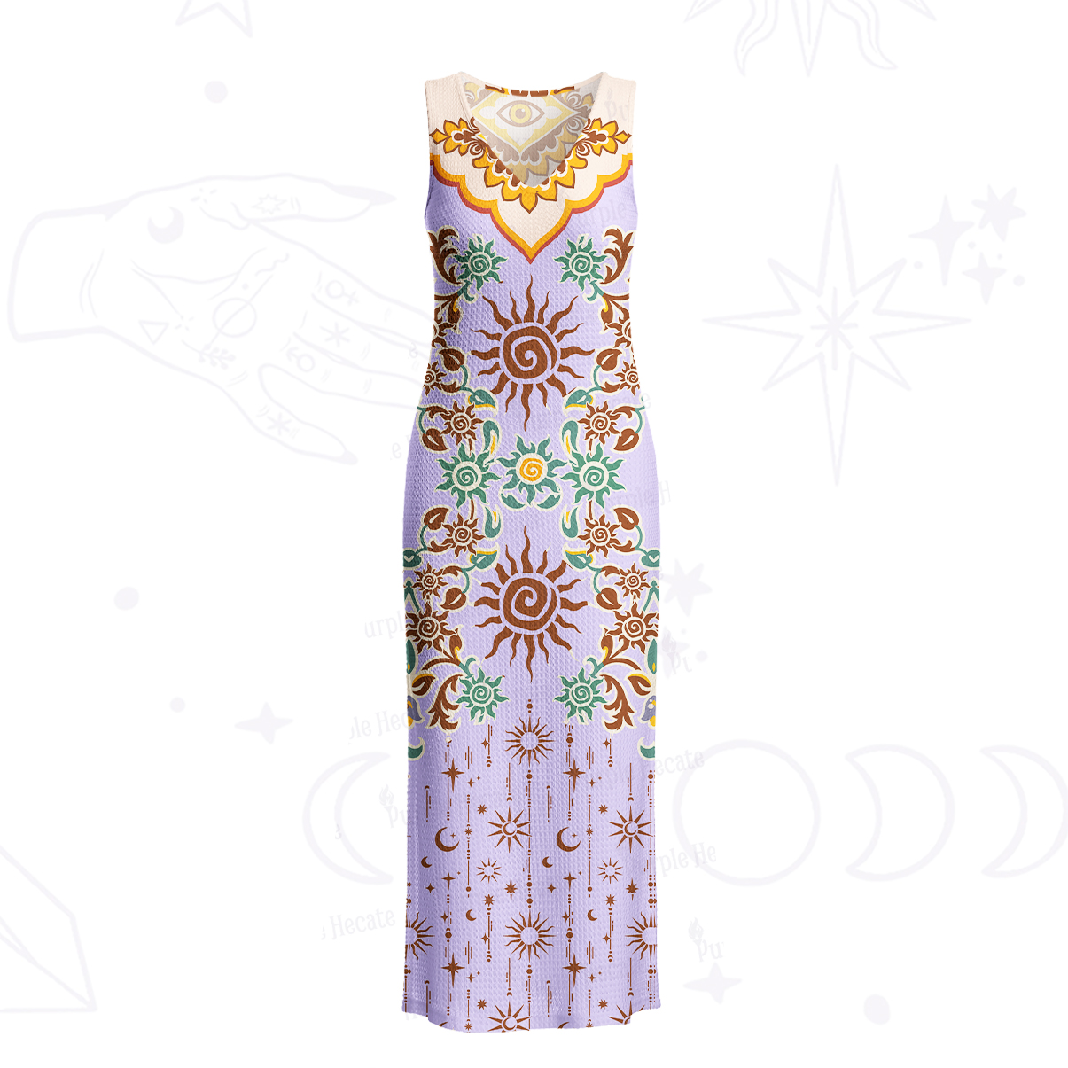 Purplehecate Solar Whispers Witch Crochet Knit Maxi Dress