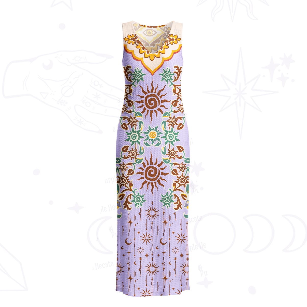 Purplehecate Solar Whispers Witch Crochet Knit Maxi Dress