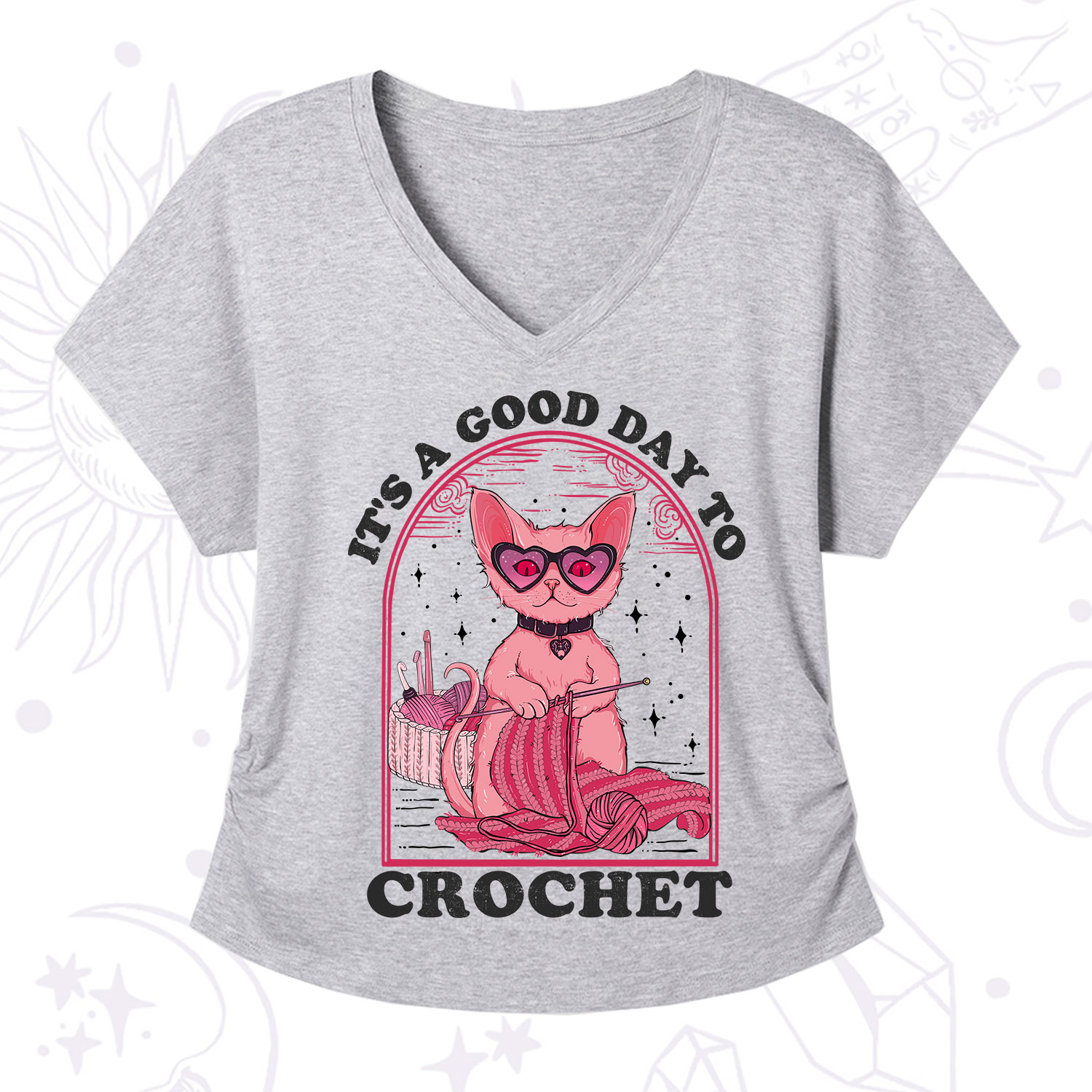 Purplehecate It's A Good Day To Crochet V-Neck T-Shirt