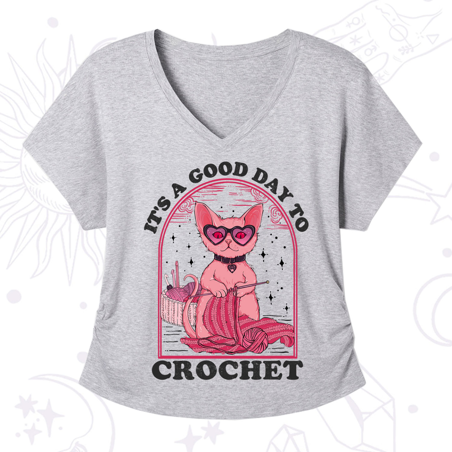 Purplehecate It's A Good Day To Crochet V-Neck T-Shirt