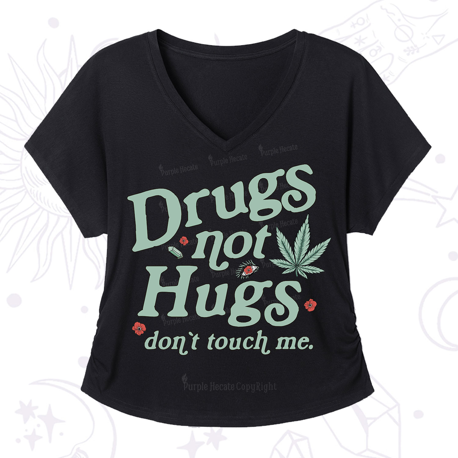 Purplehecate Sarcastic Weed V-Neck T-Shirt