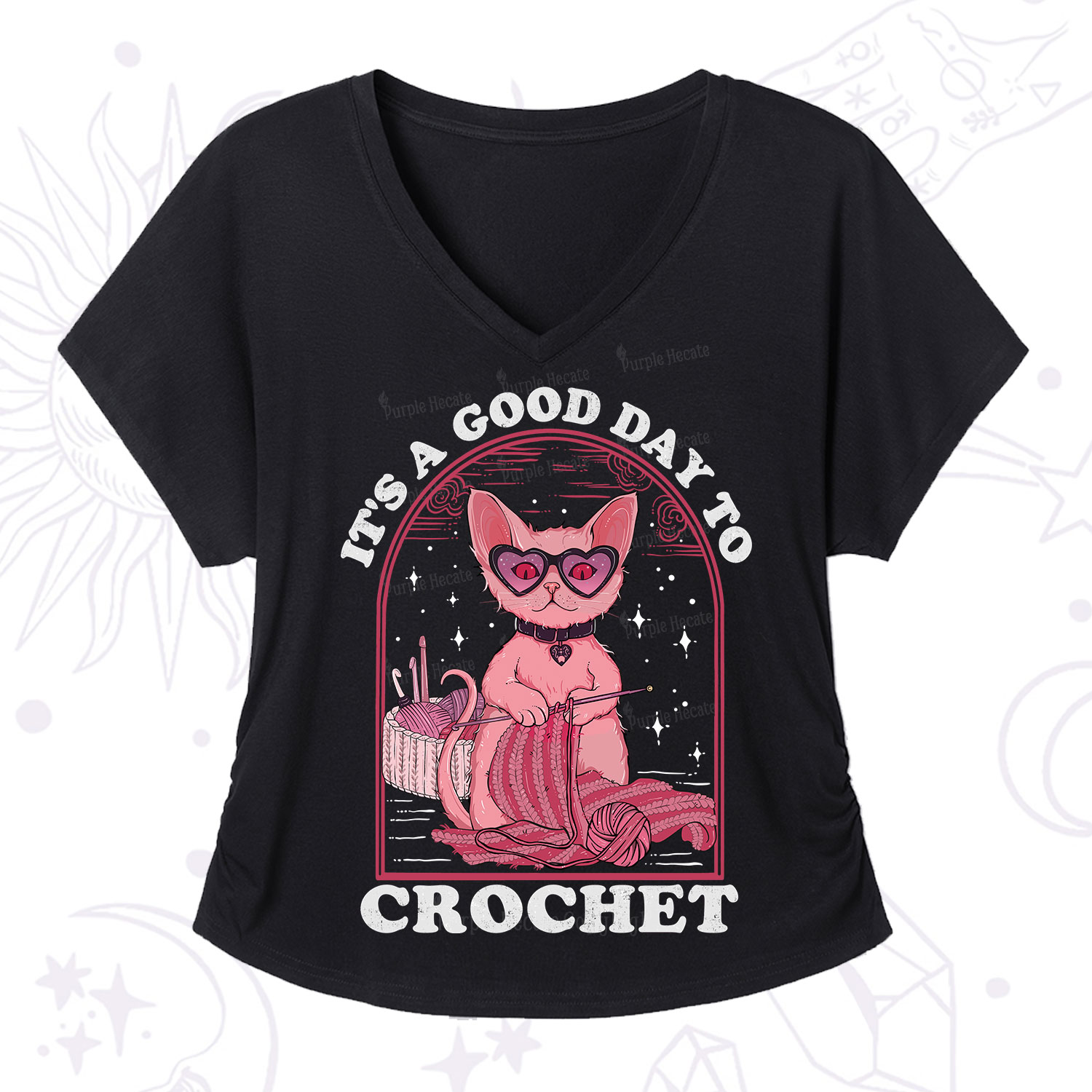 Purplehecate It's A Good Day To Crochet V-Neck T-Shirt