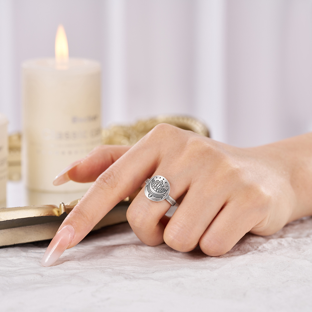 Purplehecate Crescent Moon Sterling Silver Ring