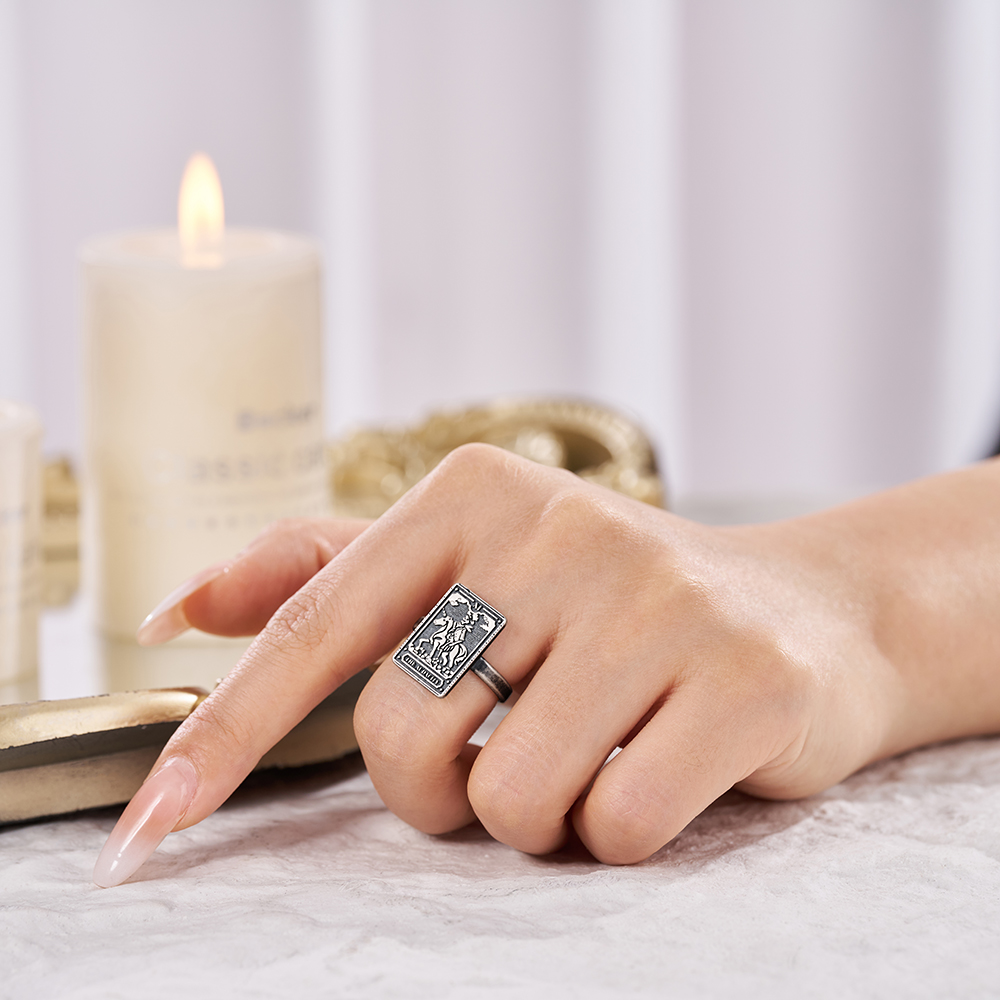 Purplehecate The Audacity Tarot Card  Sterling Silver Ring