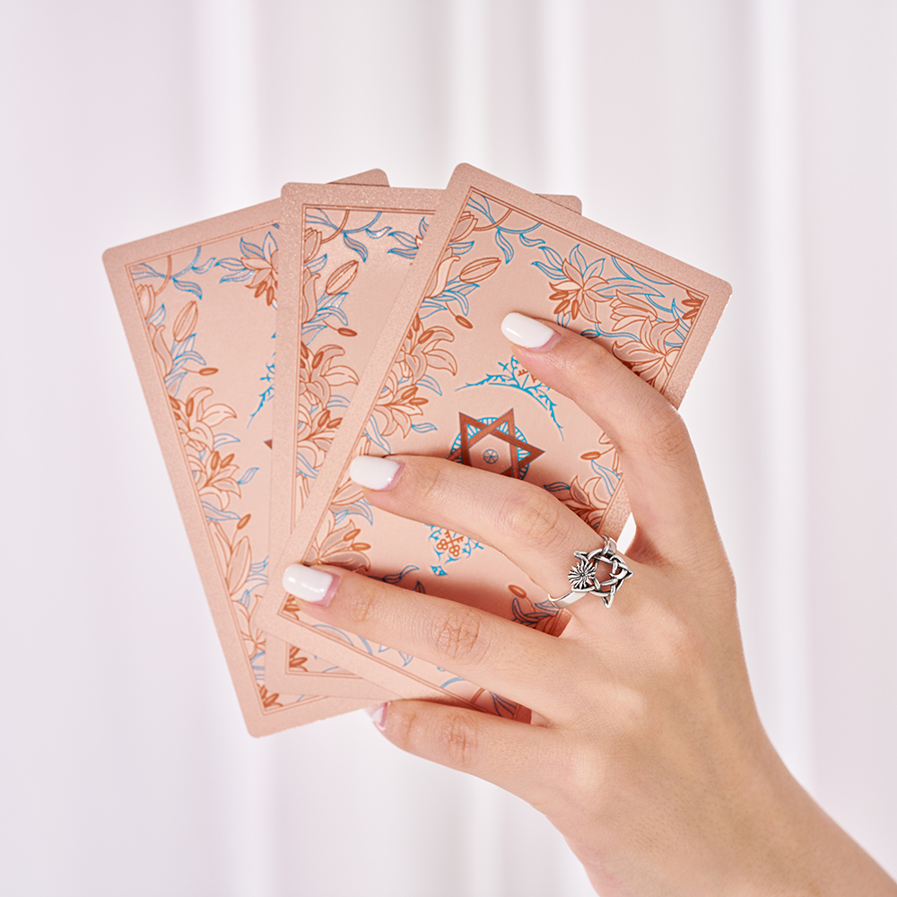 Purplehecate Flower and Vines Pentagram Sterling Silver Ring