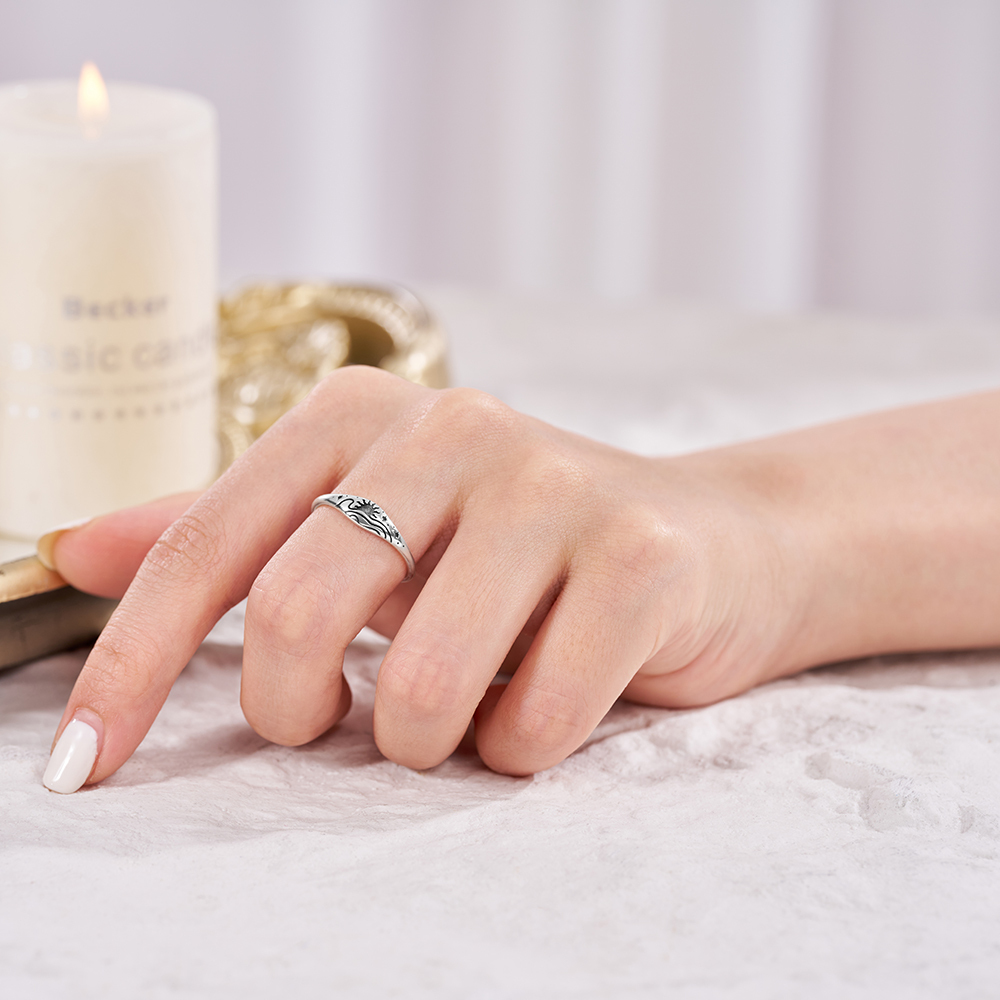 Purplehecate Sun and Ocean Waves Stackable Sterling Silver Ring