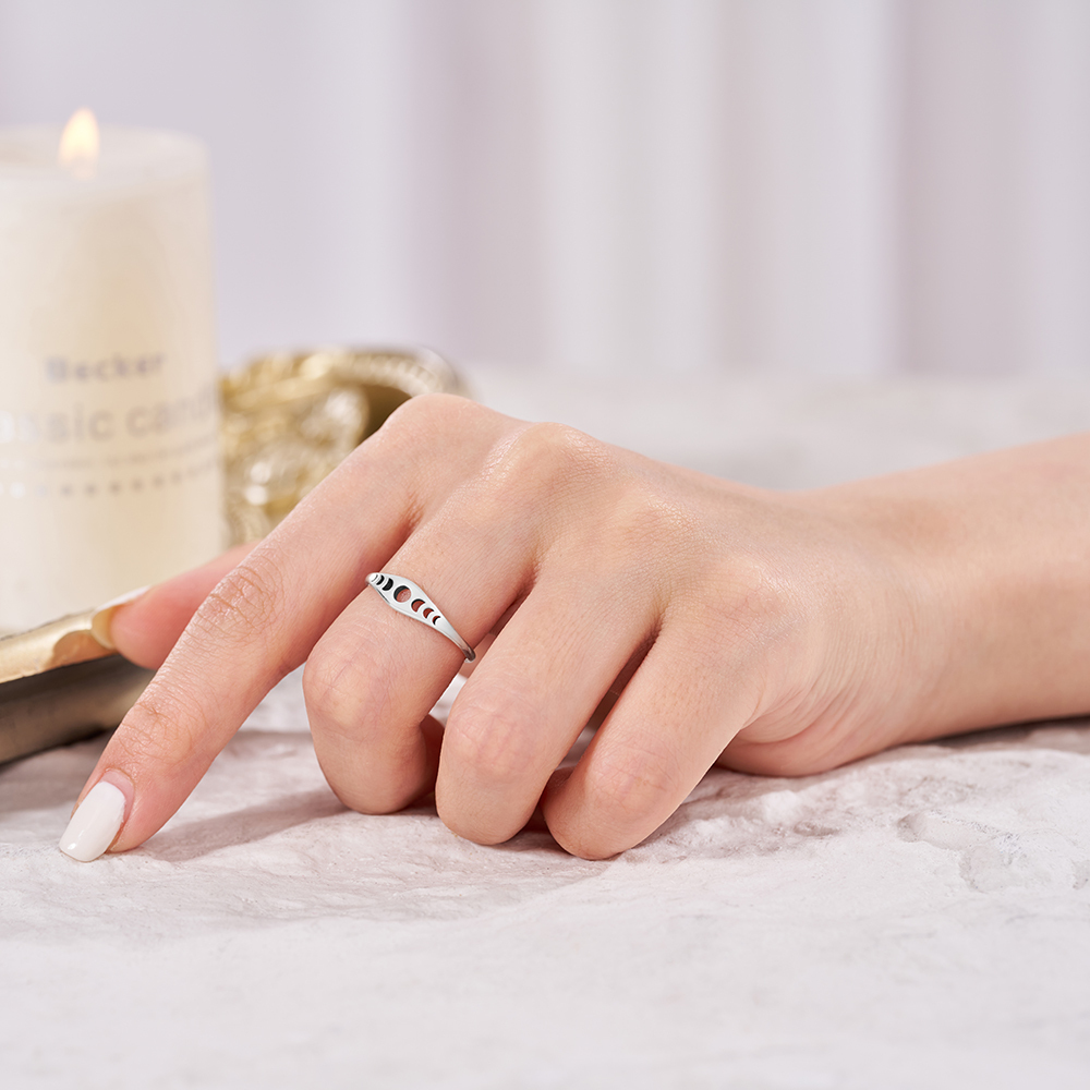 Purplehecate Celestial Moon Phase Sterling Silver Ring