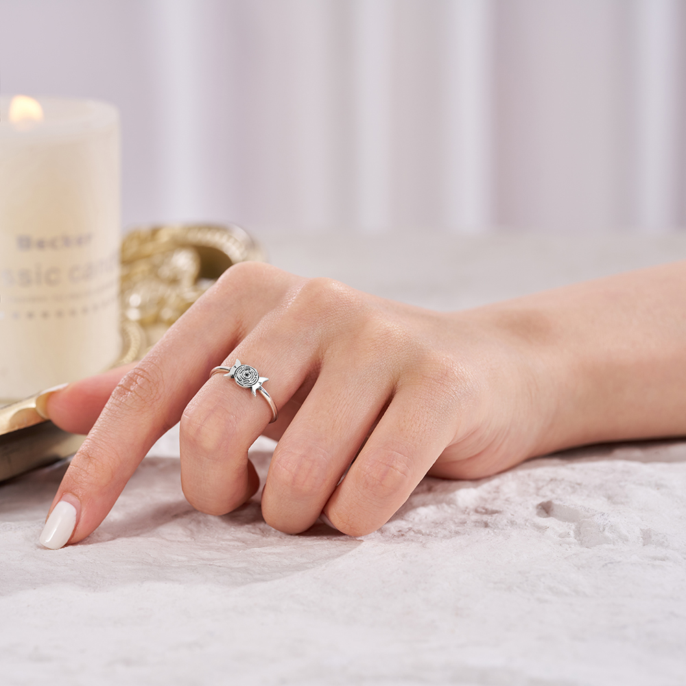 Purplehecate Hecate's Wheel Stackable Sterling Silver Ring