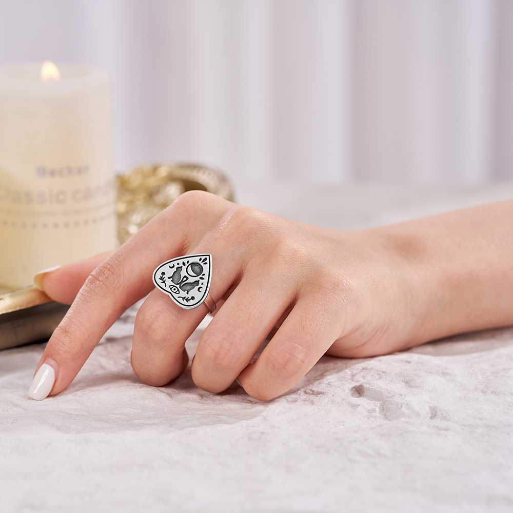 Purplehecate Cat Ouija Sterling Silver Ring