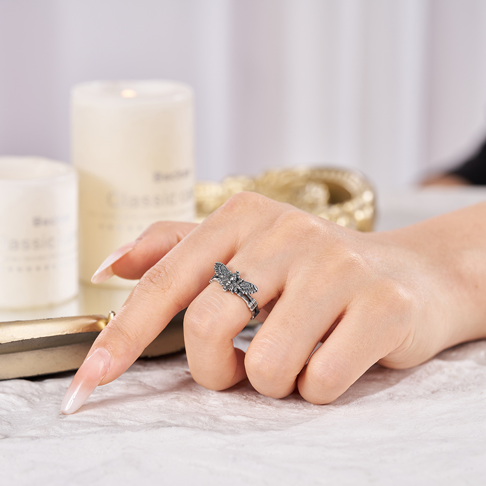 Purplehecate Death Moth Sterling Silver Ring