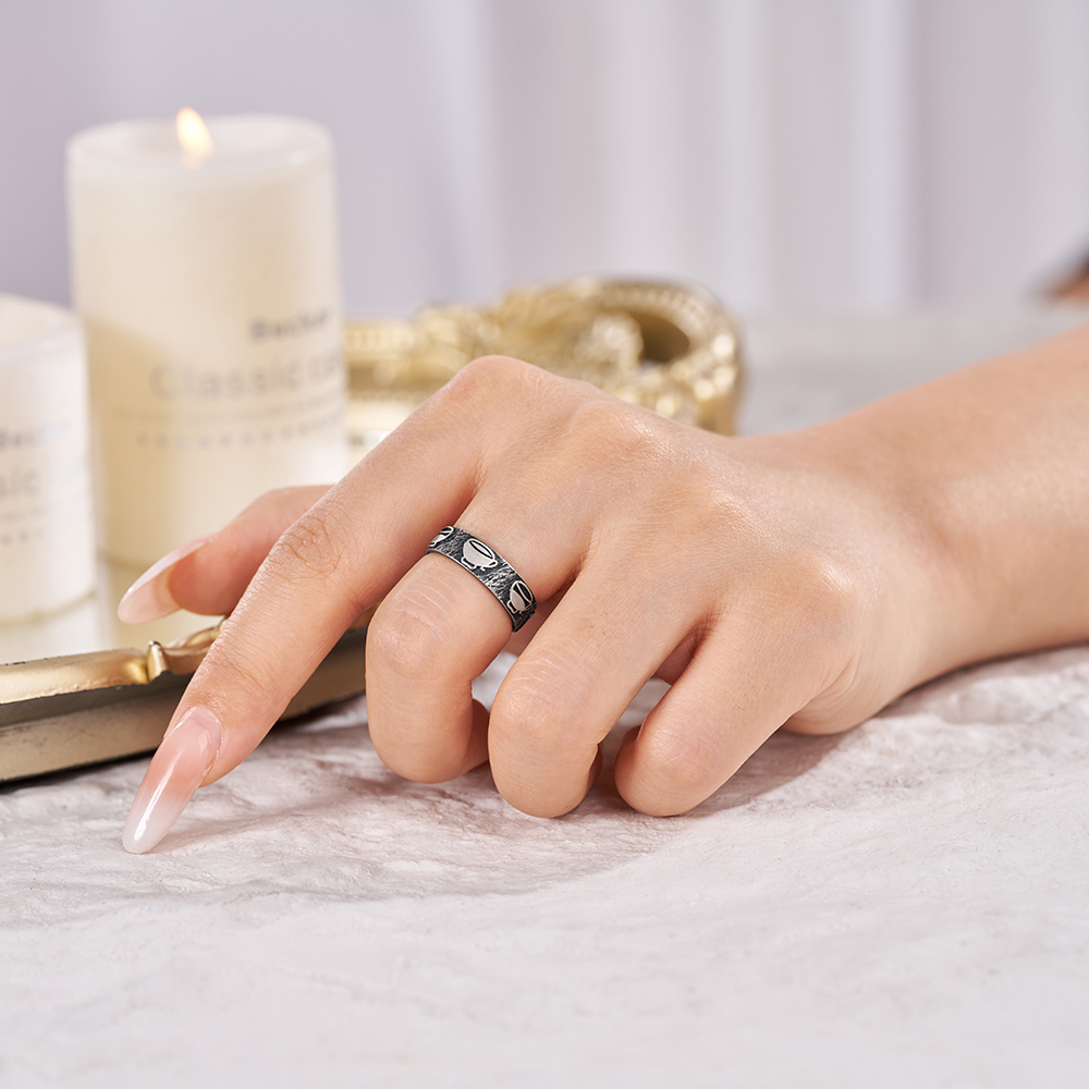 Purplehecate Moon Phase Coffee Sterling Silver Ring