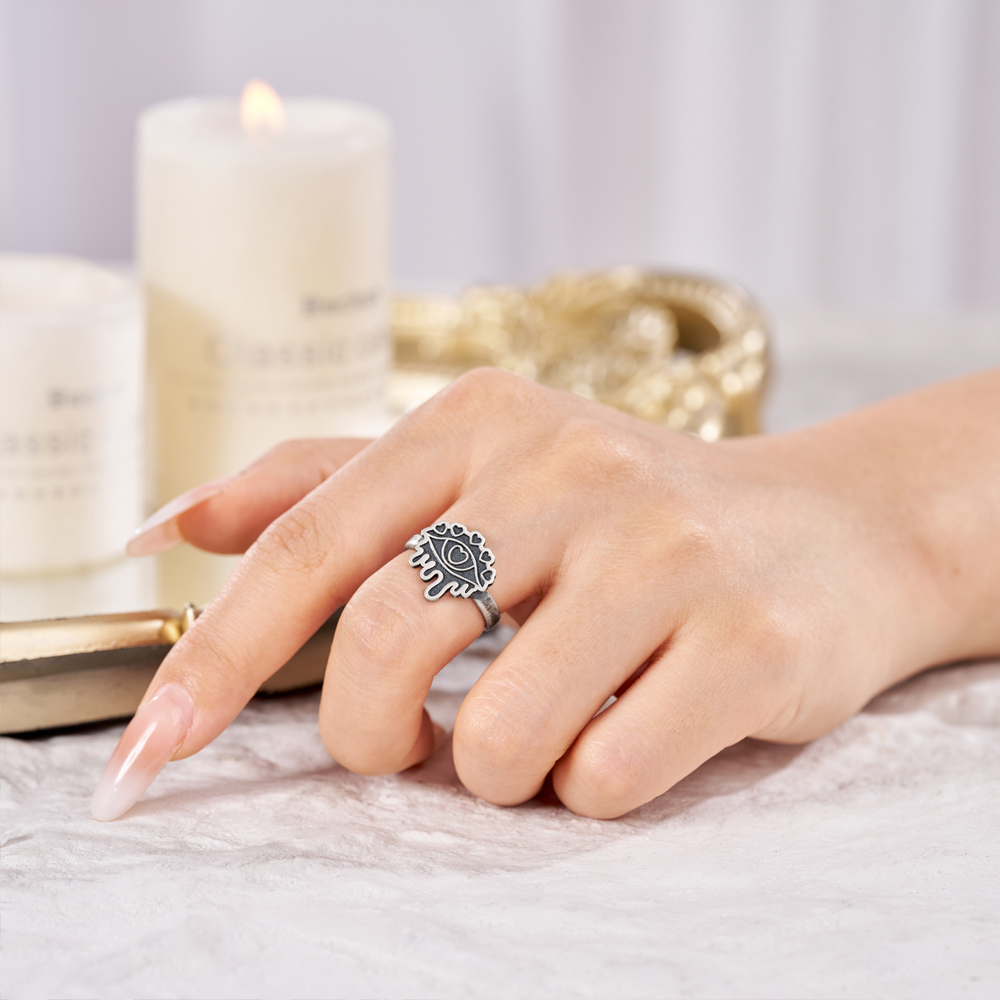 Purplehecate Heartful Eye Drip Sterling Silver Ring