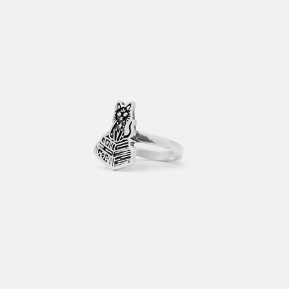Purplehecate Witchy Cat Spellbook Sterling Silver Ring