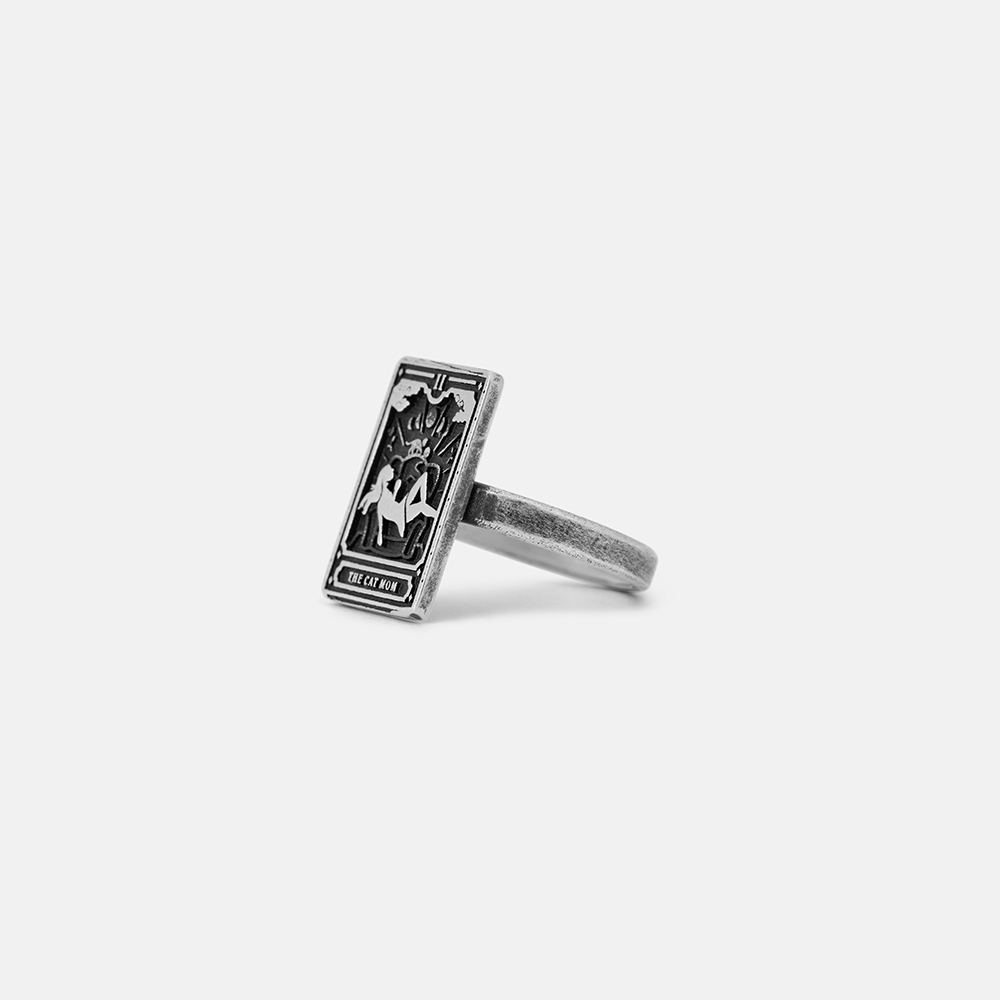 Purplehecate The Cat Mom Tarot Sterling Silver Ring