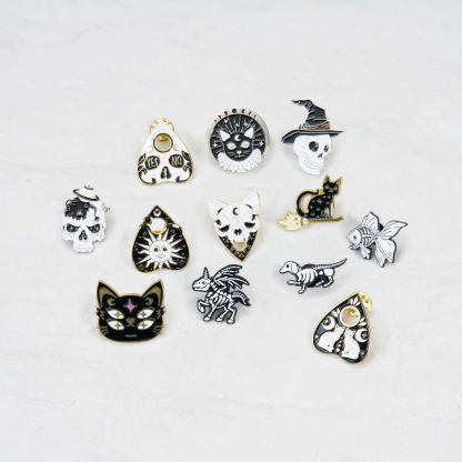 Purplehecate The Black Cat Riding A Broomstick Pin