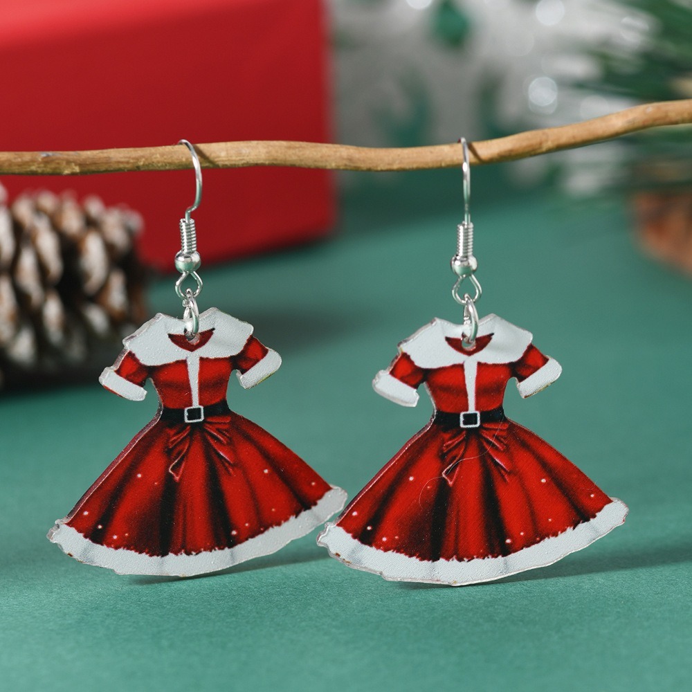 Purplehecate Cute Christmas Dresses Earrings 