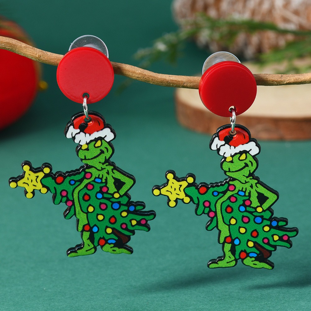 Purplehecate Christmas The Grinch Acrylic Earrings