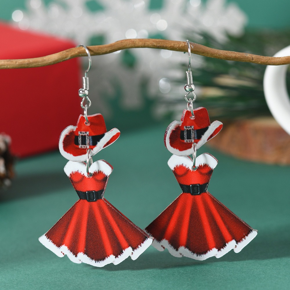 Purplehecate Cute Christmas Dresses Earrings 