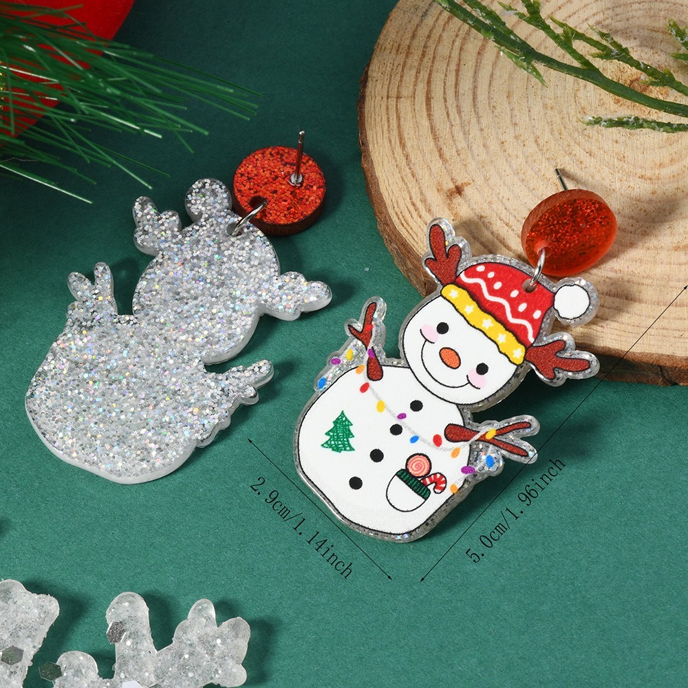 Purplehecate Elk Snowman Christmas Earrings