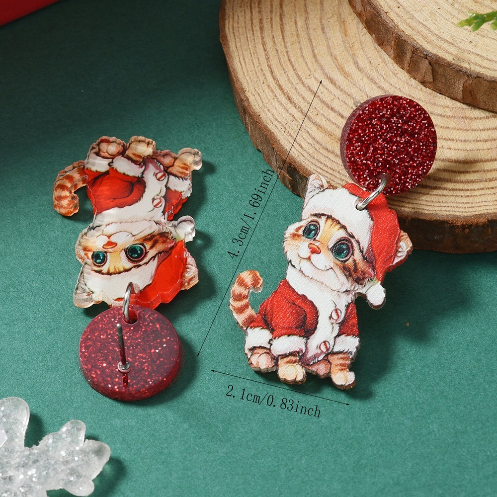 Purplehecate Christmas Santa Claus Cat Earring