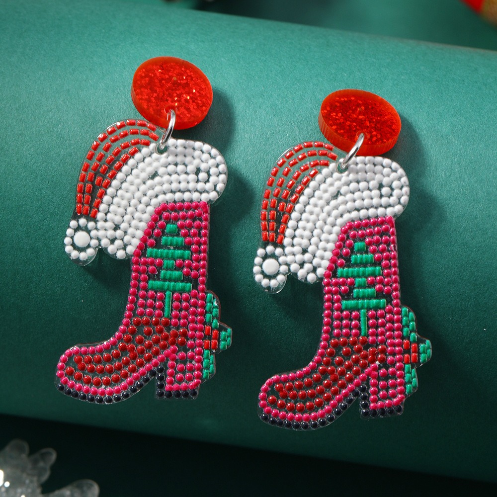 Purplehecate Santa Boot Christmas Earrings 