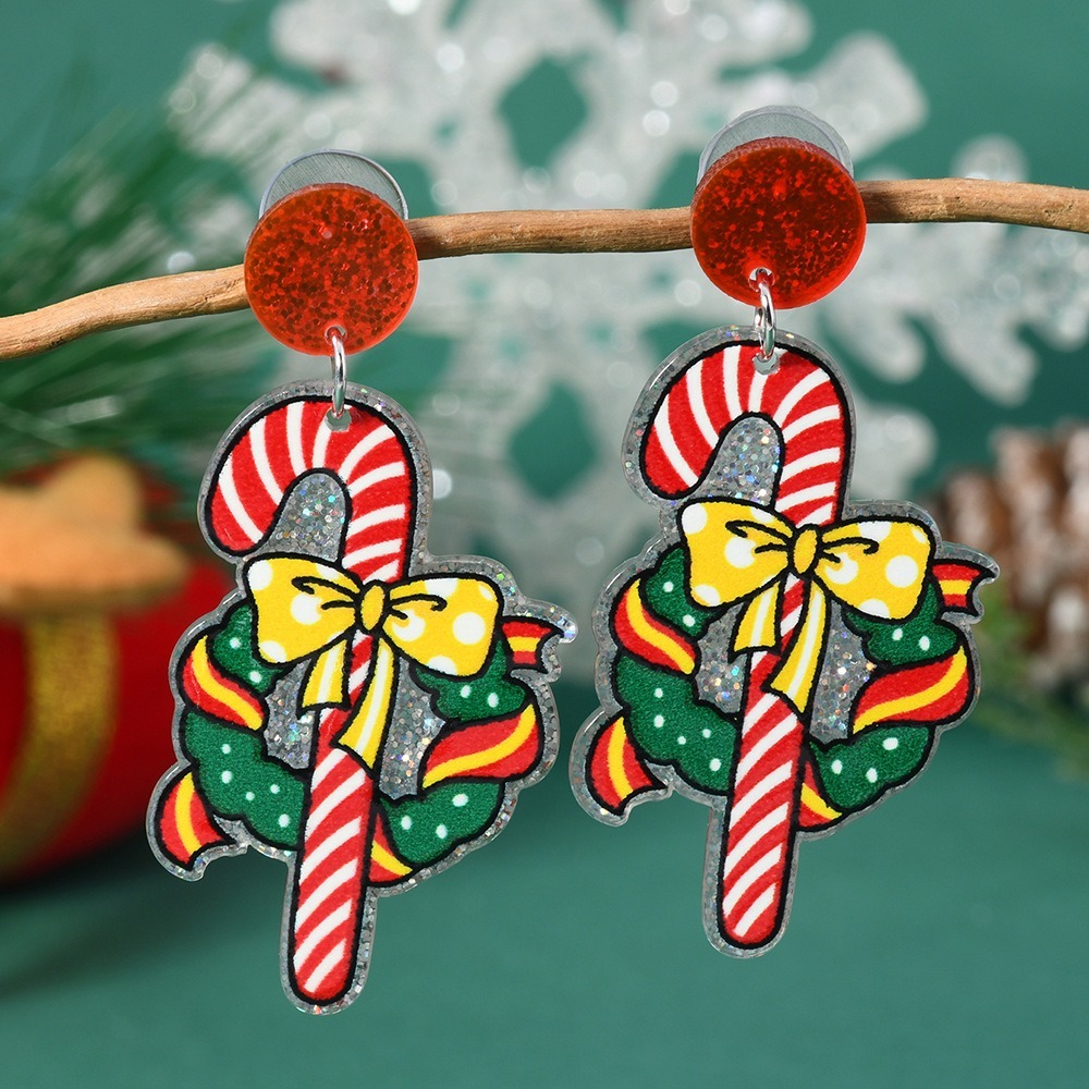 Purplehecate Cane candy Christmas Earrings