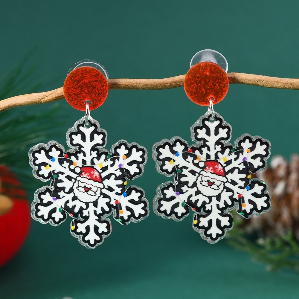 Purplehecate Snowflake Santa Claus Earrings