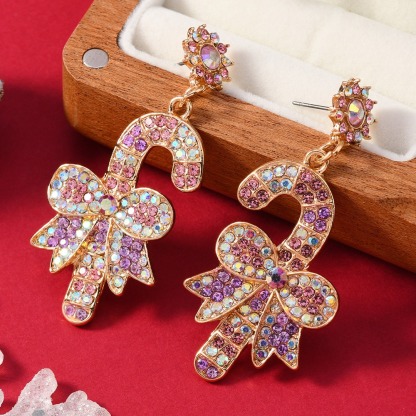 Purplehecate Christmas Crystal Candy Cane Earrings