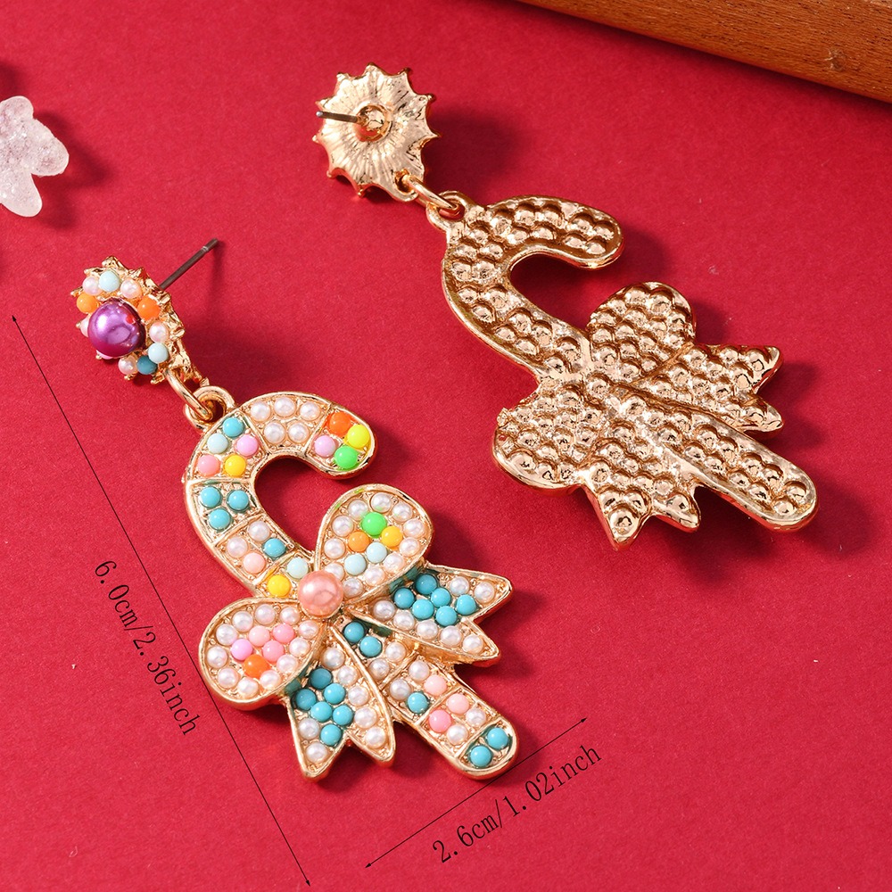 Purplehecate Christmas Crystal Candy Cane Earrings