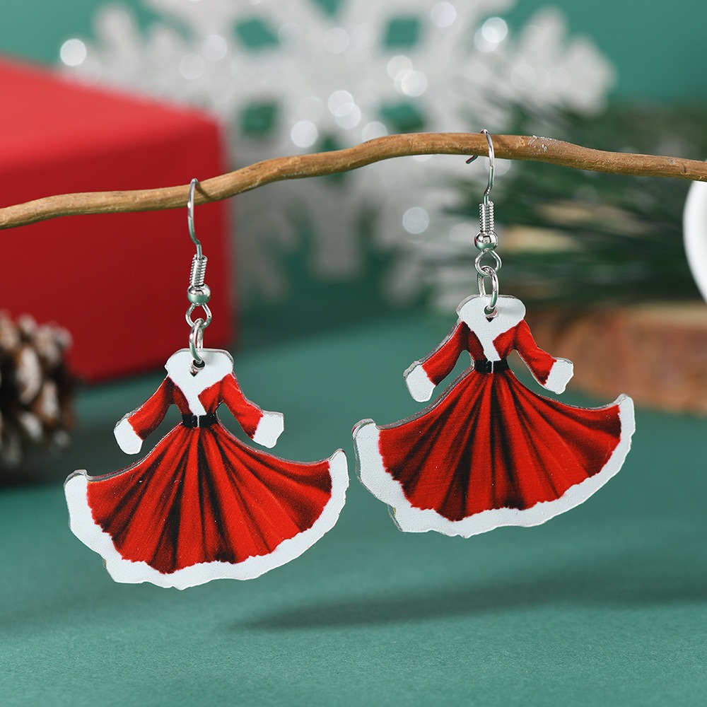 Purplehecate Cute Christmas Dresses Earrings 