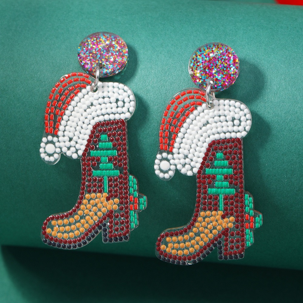 Purplehecate Santa Boot Christmas Earrings 