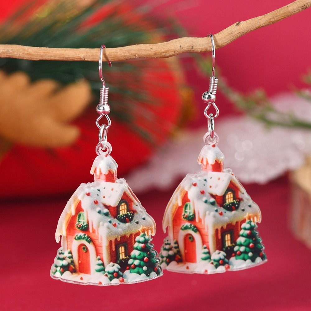Magic Purplehecate Christmas Snow Home Earrings