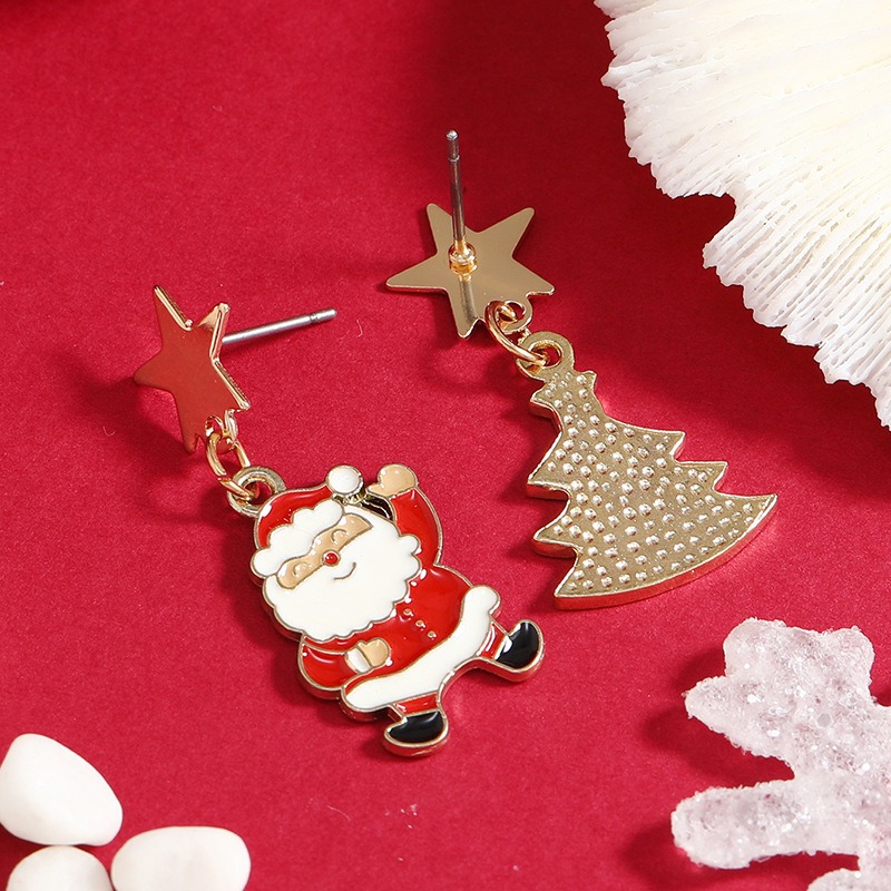 Purplehecate Christmas Tree And Santa Claus Earrings 