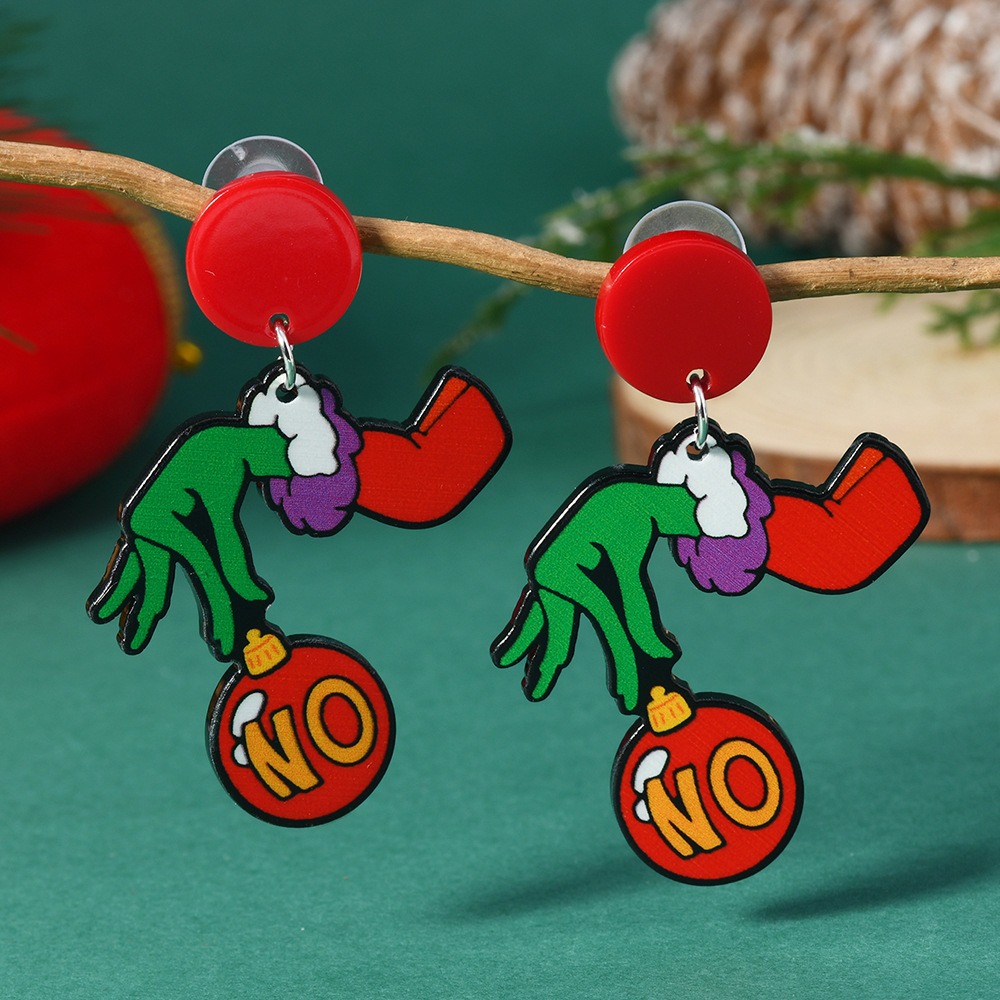 Purplehecate Christmas The Green Meany Acrylic Earrings
