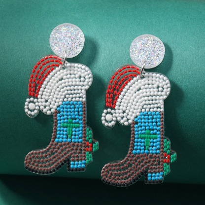 Purplehecate Santa Boot Christmas Earrings 