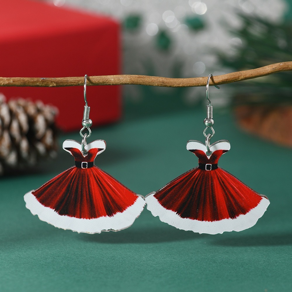 Purplehecate Cute Christmas Dresses Earrings 