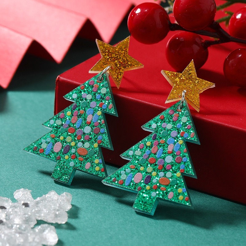 Purplehecate Christmas Tree Acrylic Earrings
