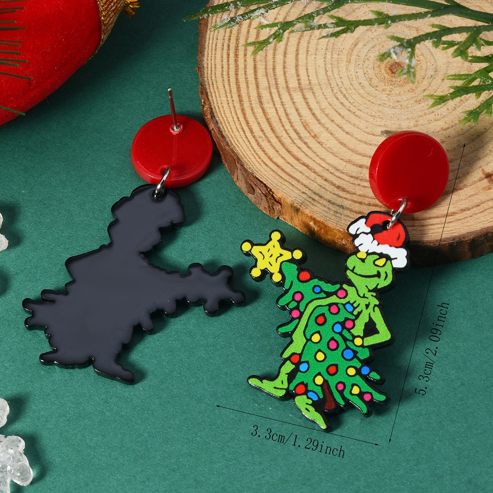 Purplehecate Christmas The Grinch Acrylic Earrings
