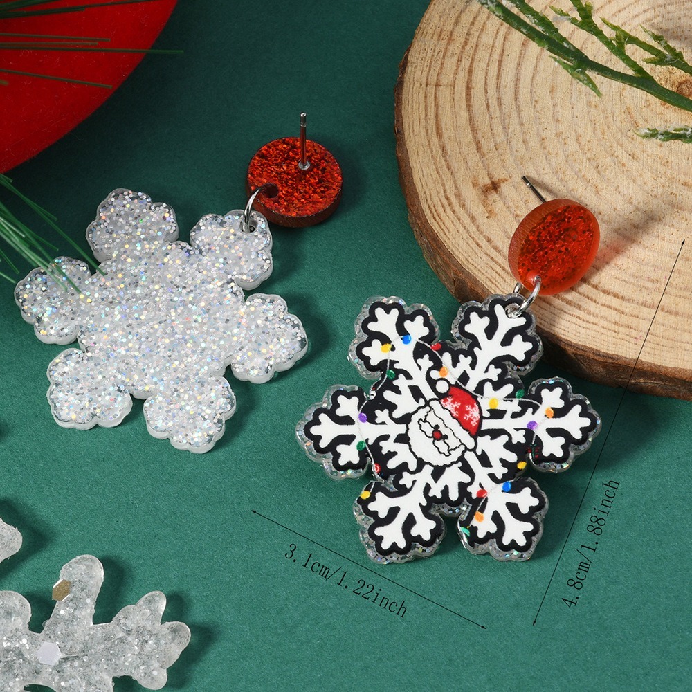 Purplehecate Snowflake Santa Claus Earrings