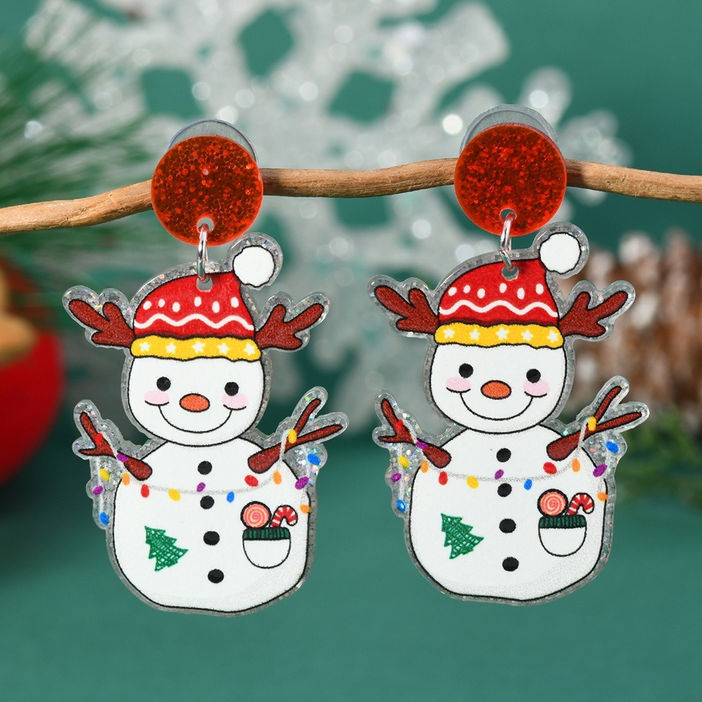 Purplehecate Elk Snowman Christmas Earrings