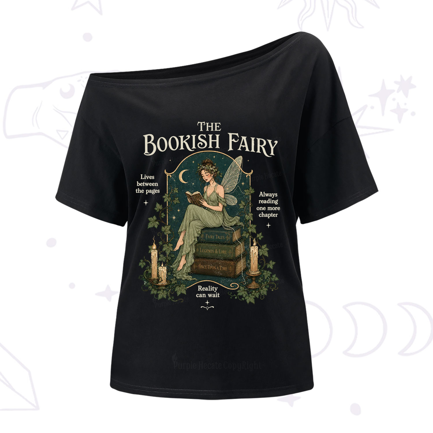 Purplehecate The Bookish Fairy One Shoulder T-Shirt